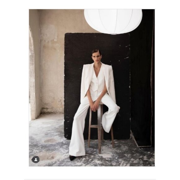 SANS FAFF Pin Tuck Palazzo Pants in White Small New Womens Tailored Trousers - Picture 9 of 13